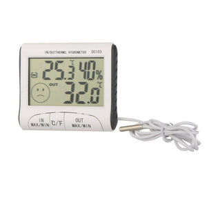 LCD Digital Thermometer Hygrometer Moisture Meter and Wired Temperature with External Sensor White, LCD Digital Thermometer