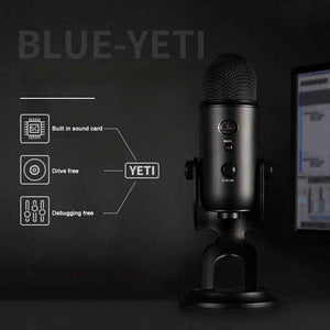 Logitech Blue Yeti USB Condenser Microphone, Blue Yeti(Black), Blue Yeti(Blue), Blue Yeti(Silver) - laboratorydeal