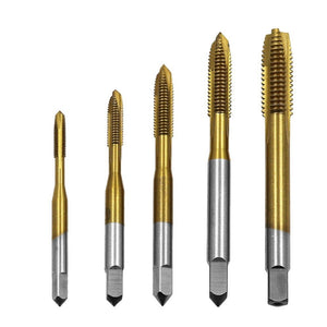 M3 - M8 Titanium Plated Straight Slot Tap HSS Tapping Inner Thread Set, 5 In 1 / Set Thread Set - laboratorydeal