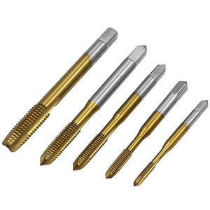M3 - M8 Titanium Plated Straight Slot Tap HSS Tapping Inner Thread Set, 5 In 1 / Set Thread Set - laboratorydeal