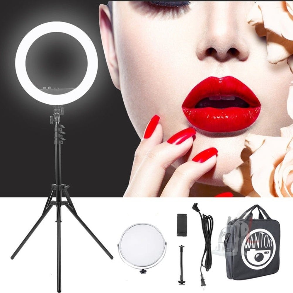 MANTOO RL - 12 II 100 - 240V 28W 12 inch Two - color Dimmable Ring Fill Light with Tripod, 12 inch - laboratorydeal