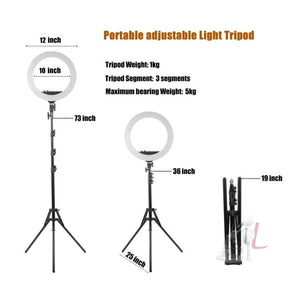 MANTOO RL - 12 II 100 - 240V 28W 12 inch Two - color Dimmable Ring Fill Light with Tripod, 12 inch - laboratorydeal