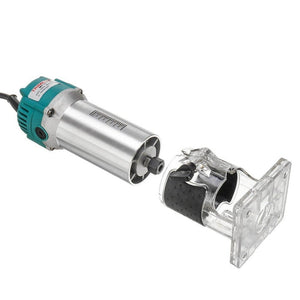 MOYI Aluminum Body Multifunctional Small Electric Woodworking Carving Slotting Trimming Machine, 15 Milling Cutters EU Plug, 15 Milling Cutters US Plug - laboratorydeal