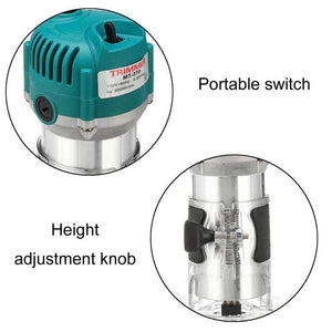 MOYI Aluminum Body Multifunctional Small Electric Woodworking Carving Slotting Trimming Machine, 15 Milling Cutters EU Plug, 15 Milling Cutters US Plug - laboratorydeal