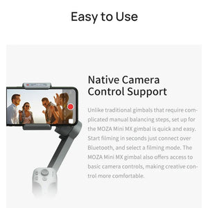 MOZA Mini MX 3 Axis Foldable Handheld Gimbal Stabilizer for Action Camera and Smart Phone, Mini MX - laboratorydeal