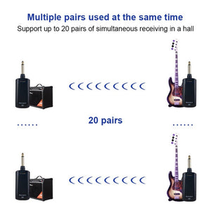 Measy AU688 - U 20 Channels Wireless Guitar System Rechargeable Musical Instrument Transmitter Receiver, AU688 - U Black - laboratorydeal