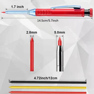 Metal Long Tip Deep Hole Woodworking Pencil Quick Dry Marker, Black Pen, Red Pen, Yellow Pen, 6pcs White Lead Core, 2pcs Black+2pcs Red+2pcs Yellow Lead Core, 3pcs Black+3pcs Red+Lead Core, 6 Colors Lead Core - laboratorydeal
