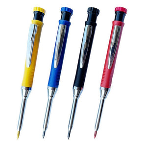 Metal Long Tip Deep Hole Woodworking Pencil Quick Dry Marker, Black Pen, Red Pen, Yellow Pen, 6pcs White Lead Core, 2pcs Black+2pcs Red+2pcs Yellow Lead Core, 3pcs Black+3pcs Red+Lead Core, 6 Colors Lead Core - laboratorydeal