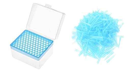 Laboratory Micropipette Tips, 1 mL Graduated, 500 Pieces with 100-Well Storage Box, Sky Blue