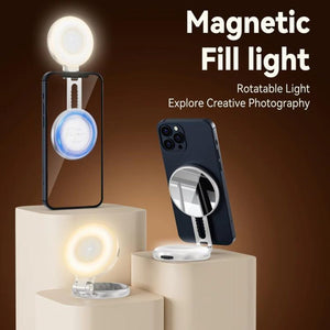 Mini Phone Magnetic Beauty Replacement Light Tri - color Temperature Portable Selfie Mirror Rotating Stretching Pocket Lamp, S5 - BGD - 01 - laboratorydeal
