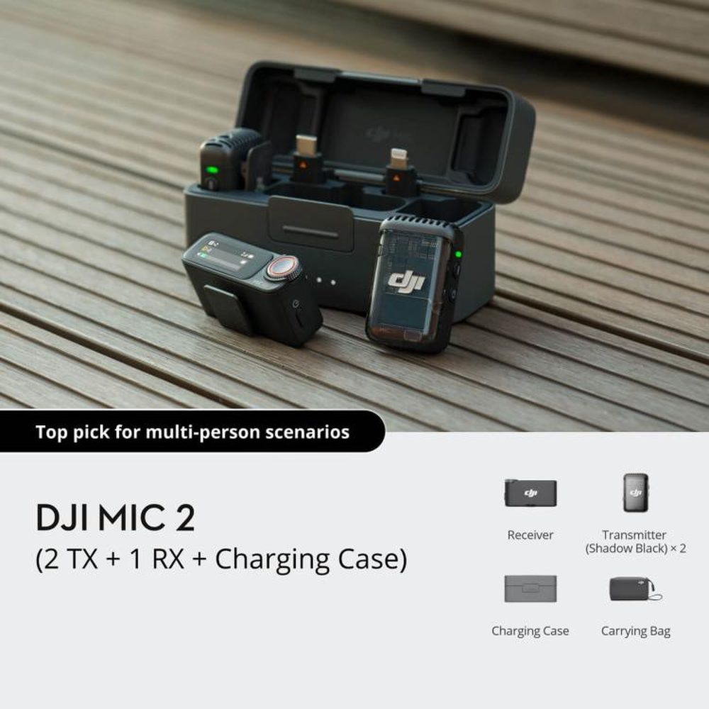 Original DJI Mic 2 (2 TX + 1 RX + Charging Case), 2 TX + 1 RX + Charging Case - laboratorydeal