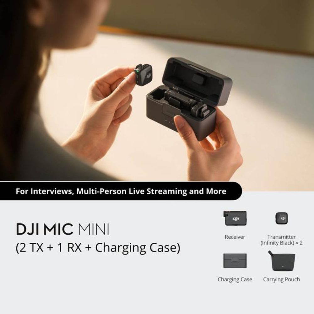 Original DJI Mic Mini (2 TX + 1 RX + Charging Case), 2 TX + 1 RX + Charging Case - laboratorydeal