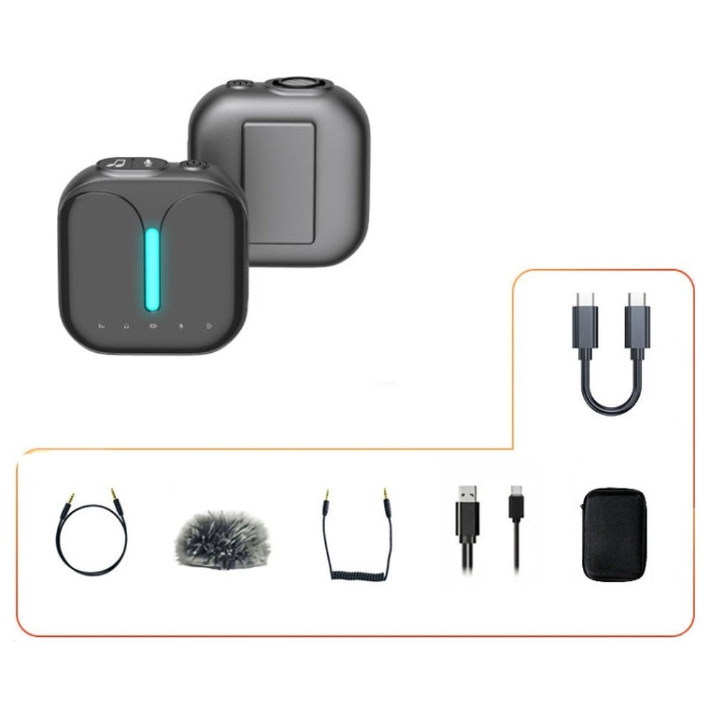 Outdoor Professional Noise - cancelling Wireless Lavalier Microphone, Type - C, Type - C+Apple Adapter, Type - C+External Microphone, Type - C+Apple Adapter+External Microphone - laboratorydeal