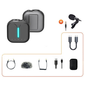 Outdoor Professional Noise - cancelling Wireless Lavalier Microphone, Type - C, Type - C+Apple Adapter, Type - C+External Microphone, Type - C+Apple Adapter+External Microphone - laboratorydeal