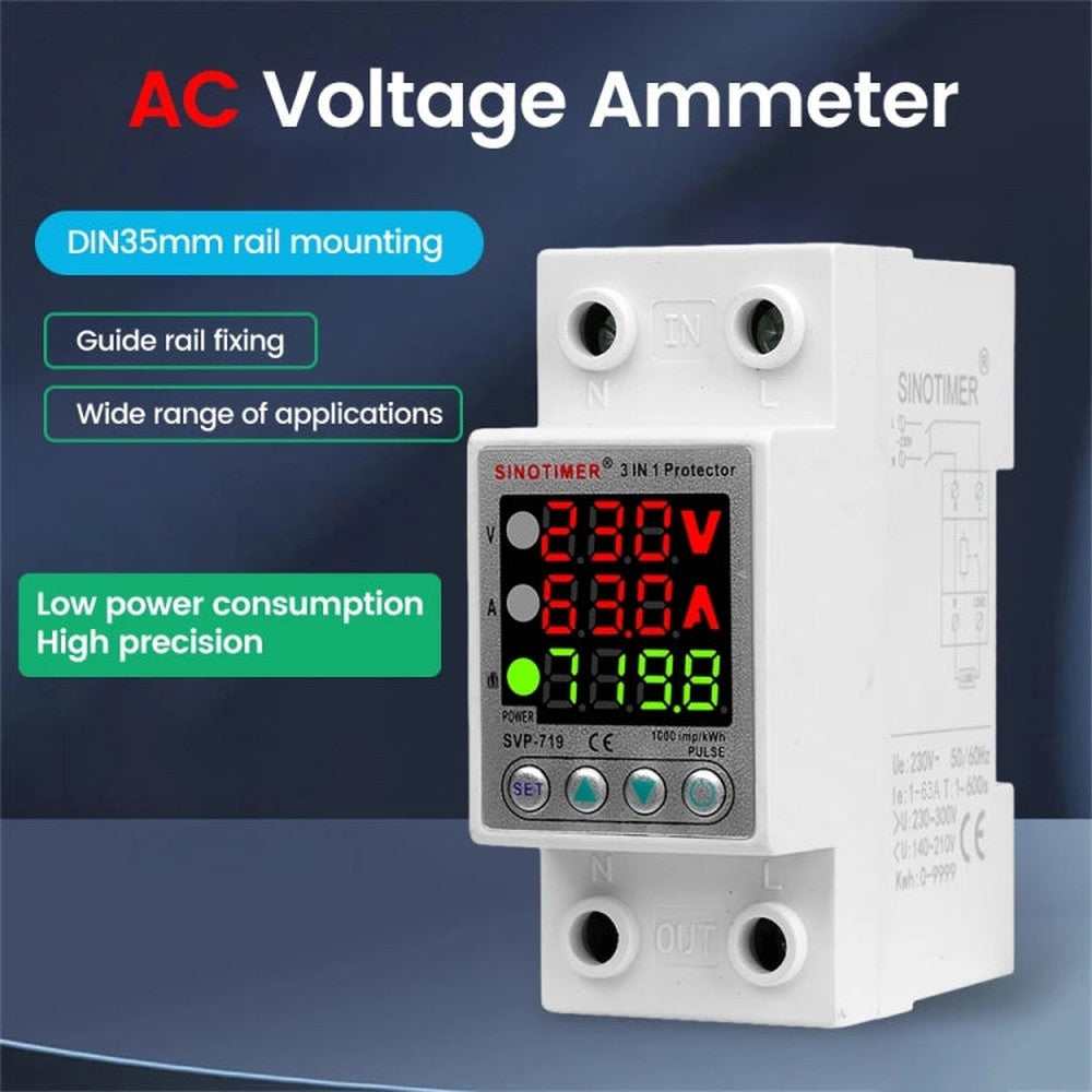 Over Under Voltage Protector Electricity Usage Monitor Power Voltmeter, SINOTIMER SVP-719 40A_N, SINOTIMER SVP-719 63A_N
