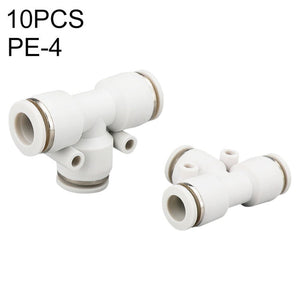 PE-10 LAIZE 2pcs PE T-type Tee Pneumatic Quick Fitting Connector, PE-4 (10pcs), PE-6 (10pcs), PE-8 (10pcs), PE-10 (2pcs), PE-12 (2pcs), PE-16 (1pc)