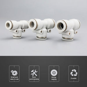 PE-10 LAIZE 2pcs PE T-type Tee Pneumatic Quick Fitting Connector, PE-4 (10pcs), PE-6 (10pcs), PE-8 (10pcs), PE-10 (2pcs), PE-12 (2pcs), PE-16 (1pc)