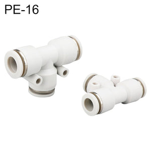 PE-10 LAIZE 2pcs PE T-type Tee Pneumatic Quick Fitting Connector, PE-4 (10pcs), PE-6 (10pcs), PE-8 (10pcs), PE-10 (2pcs), PE-12 (2pcs), PE-16 (1pc)