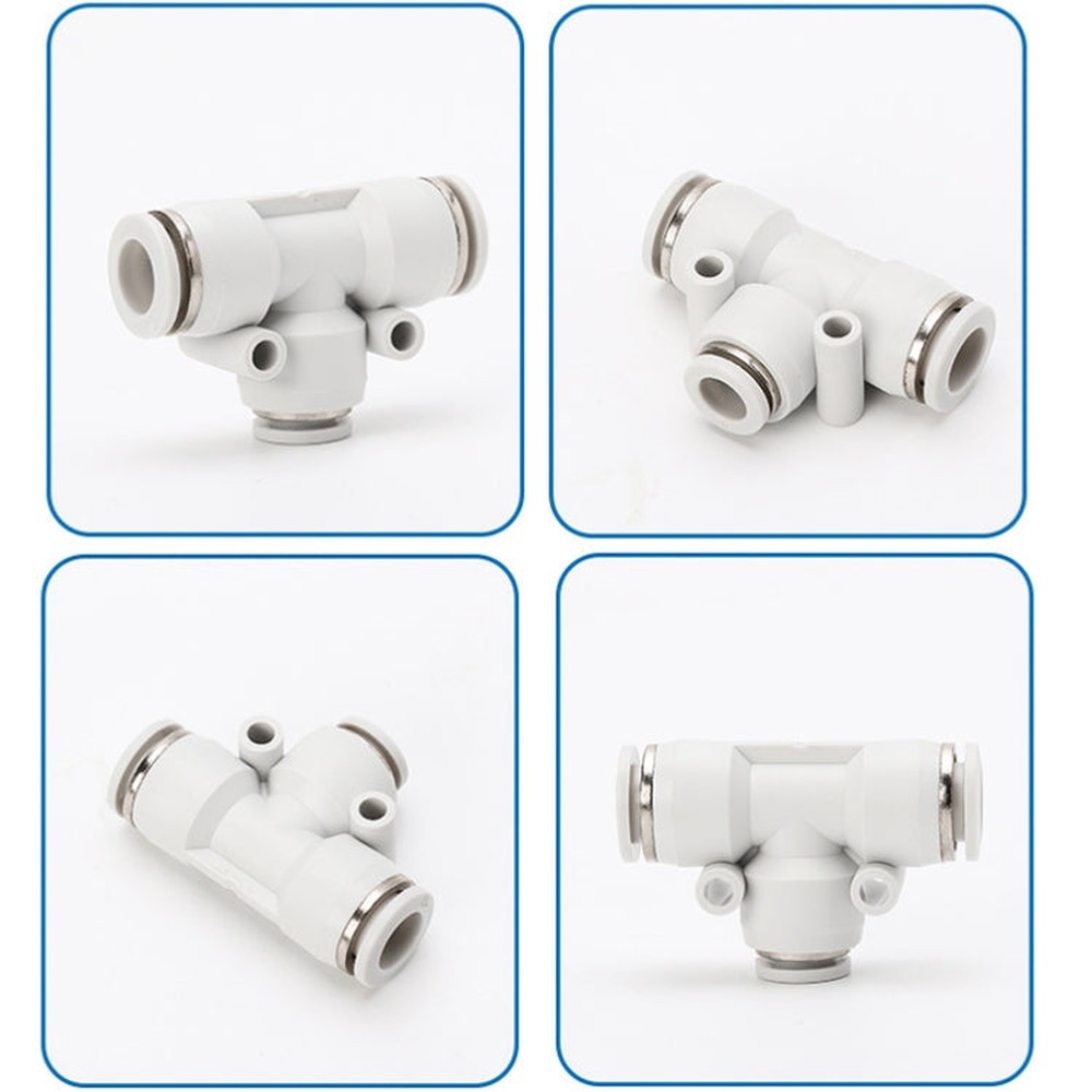 PE-10 LAIZE 2pcs PE T-type Tee Pneumatic Quick Fitting Connector, PE-4 (10pcs), PE-6 (10pcs), PE-8 (10pcs), PE-10 (2pcs), PE-12 (2pcs), PE-16 (1pc)
