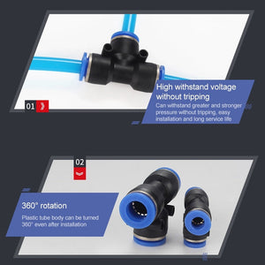PE-14 LAIZE 2pcs PBT Plastic Tee Joint Pneumatic Quick Fitting Connector, PE-4 (10pcs), PE-6 (10pcs), PE-8 (10pcs), PE-10 (10pcs), PE-12 (10pcs), PE-14 (2pcs), PE-16 (2pcs)