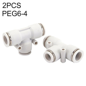 PEG6-4 LAIZE 2pcs PW T-type Tee Reducing Pneumatic Quick Fitting Connector, PEG6-4 (2pcs), PEG8-4 (2pcs), PEG8-6 (2pcs), PEG10-6 (1pc), PEG10-8 (2pcs), PEG12-8 (1pc), PEG12-10 (1pc), PEG16-12 (1pc)