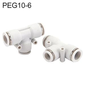 PEG6-4 LAIZE 2pcs PW T-type Tee Reducing Pneumatic Quick Fitting Connector, PEG6-4 (2pcs), PEG8-4 (2pcs), PEG8-6 (2pcs), PEG10-6 (1pc), PEG10-8 (2pcs), PEG12-8 (1pc), PEG12-10 (1pc), PEG16-12 (1pc)