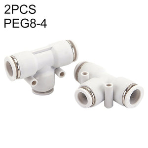 PEG6-4 LAIZE 2pcs PW T-type Tee Reducing Pneumatic Quick Fitting Connector, PEG6-4 (2pcs), PEG8-4 (2pcs), PEG8-6 (2pcs), PEG10-6 (1pc), PEG10-8 (2pcs), PEG12-8 (1pc), PEG12-10 (1pc), PEG16-12 (1pc)