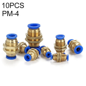 PM-8 LAIZE 2pcsPM Bulkhead Straight Pneumatic Quick Connector, PM-4 (10pcs), PM-6 (10pcs), PM-8 (2pcs), PM-10 (1pc), PM-12 (1pc)