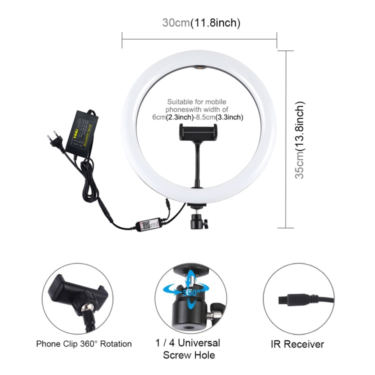 PULUZ 11.8 inch 30cm RGB Dimmable LED Ring Vlogging Selfie Photography Video Lights with Cold Shoe Tripod Ball Head & Phone Clamp (Pink), 12 inch RGB(EU), 12 inch RGB(AU), 11.8 inch RGB(US), 11.8 inch RGB(UK) laboratorydeal