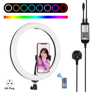 PULUZ 11.8 inch 30cm RGB Dimmable LED Ring Vlogging Selfie Photography Video Lights with Cold Shoe Tripod Ball Head & Phone Clamp (Pink), 12 inch RGB(EU), 12 inch RGB(AU), 11.8 inch RGB(US), 11.8 inch RGB(UK) laboratorydeal