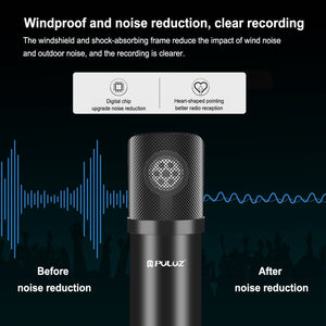 PULUZ Studio Broadcast Professional Singing Microphone Kits with Suspension Scissor Arm & Metal Shock Mount & USB Sound Card, Microphone Kits (Black), Microphone Kits (Gold), Microphone Kits (Silver) laboratorydeal