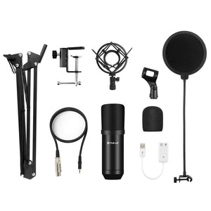 PULUZ Studio Broadcast Professional Singing Microphone Kits with Suspension Scissor Arm & Metal Shock Mount & USB Sound Card, Microphone Kits (Black), Microphone Kits (Gold), Microphone Kits (Silver) laboratorydeal
