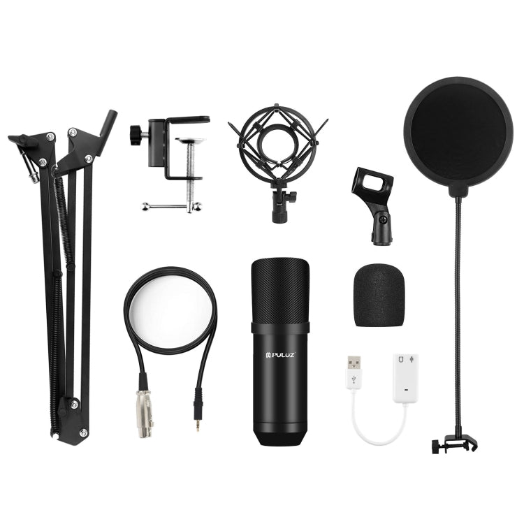 PULUZ Studio Broadcast Professional Singing Microphone Kits with Suspension Scissor Arm & Metal Shock Mount & USB Sound Card, Microphone Kits (Black), Microphone Kits (Gold), Microphone Kits (Silver) laboratorydeal