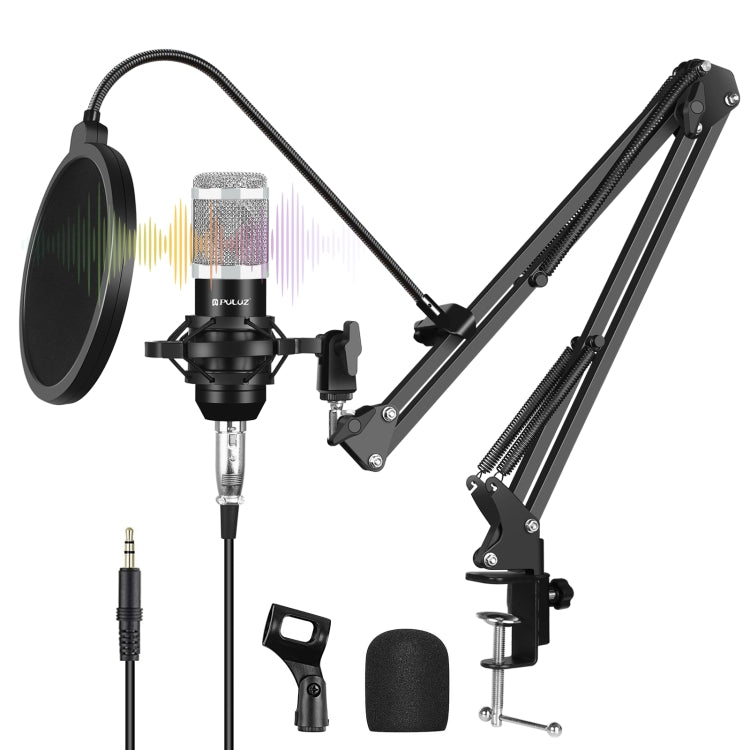 PULUZ Studio Broadcast Professional Singing Microphone Kits with Suspension Scissor Arm & Metal Shock Mount & USB Sound Card, Microphone Kits (Black), Microphone Kits (Gold), Microphone Kits (Silver) laboratorydeal