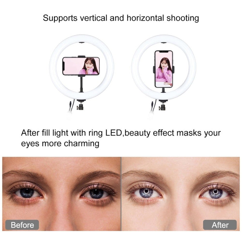 PULUZ 1.1m Tripod Mount + 10.2 inch 26cm RGBW LED Ring Vlogging Video Light Live Broadcast Kits with Remote Control & Cold Shoe Tripod Ball Head & Phone Clamp, 1.1m Tripod+RGBW with Remote - laboratorydeal