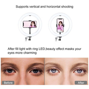 PULUZ 1.1m Tripod Mount + 10.2 inch 26cm RGBW LED Ring Vlogging Video Light Live Broadcast Kits with Remote Control & Cold Shoe Tripod Ball Head & Phone Clamp, 1.1m Tripod+RGBW with Remote - laboratorydeal