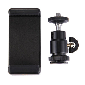 PULUZ 1/4 inch Hot Shoe Tripod Head + Tripod Stand Clamp for iPhone, Samsung, Huawei, HTC, 5.5cm - 8cm Width Smartphones, Tripod Head + Stand Clamp - laboratorydeal