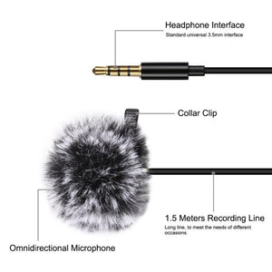 PULUZ 1.5m 3.5mm Jack Lavalier Wired Condenser Recording Microphone, 1.5m 3.5mm Jack - laboratorydeal