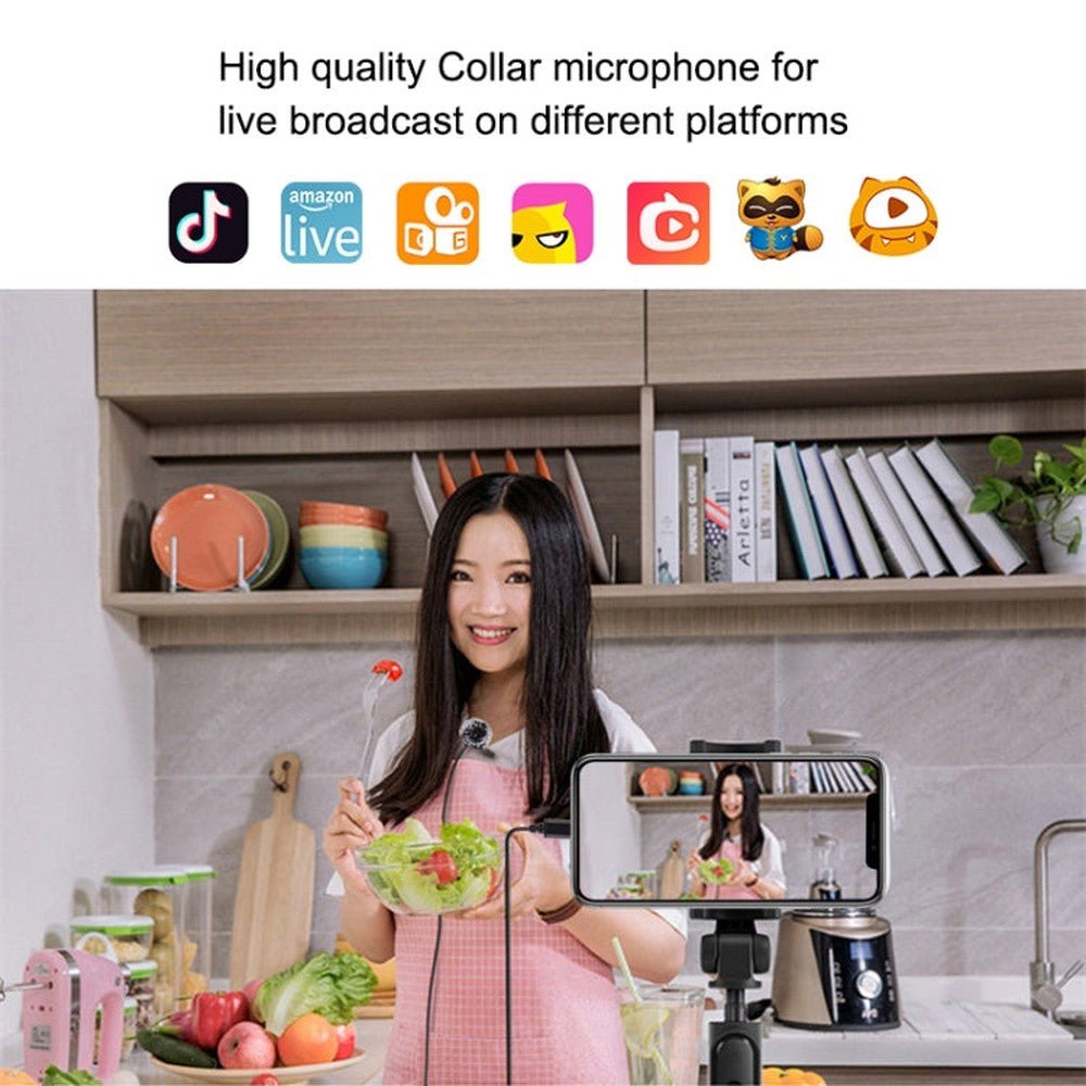 PULUZ 1.5m 8 Pin Jack Lavalier Wired Condenser Recording Microphone, 1.5m 8 Pin - laboratorydeal