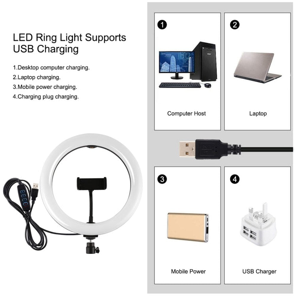 PULUZ 1.65m Tripod Mount + Dual Phone Brackets + 10.2 inch 26cm Curved Surface USB 3 Modes Dimmable Dual Color Temperature Ring Selfie Vlogging Video Light Live Broadcast Kits with Phone Clamp & Selfie Remote Control, 10.2 inch+1.65m Tripod+Dual Bracket - laboratorydeal