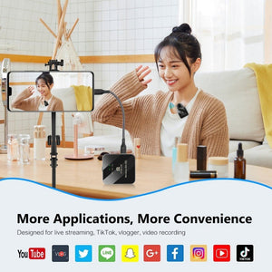 PULUZ 1 TX + 1 RX Wireless Lavalier Microphone, 1 TX + 1 RX - laboratorydeal