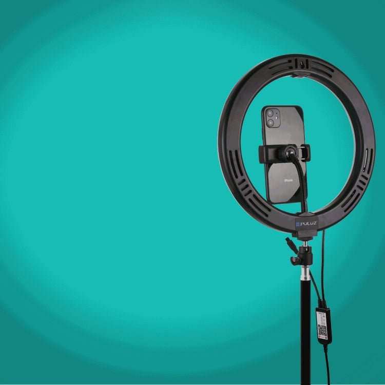 PULUZ 10.2 inch 26cm Curved Surface USB RGBW Dimmable LED Ring Vlogging Photography Video Lights with Tripod Ball Head & Remote Control & Phone Clamp, 10.2 inch RGBW - laboratorydeal