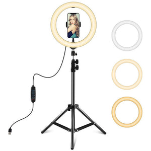 PULUZ 10.2 inch 26cm LED Ring Light + 1.1m Tripod Mount Selfie Beauty Vlogging Video Light Live Broadcast Kits, 1.1m Tripod Mount+Ring Light - laboratorydeal