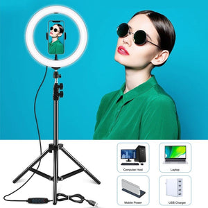 PULUZ 10.2 inch 26cm LED Ring Light + 1.1m Tripod Mount Selfie Beauty Vlogging Video Light Live Broadcast Kits, 1.1m Tripod Mount+Ring Light - laboratorydeal