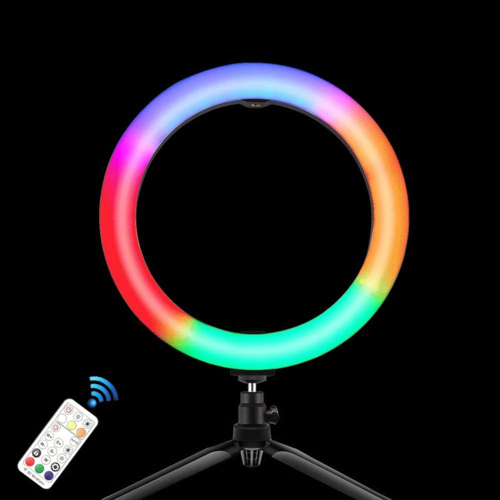 PULUZ 10.2 inch 26cm Marquee LED RGBWW Selfie Beauty Light + Desktop Tripod Mount 168 LED Dual - color Temperature Dimmable Ring Vlogging Photography Video Lights with Cold Shoe Tripod Ball Head & Remote Control & Phone Clamp, 10.2 inch RGBWW+Desktop Mount - laboratorydeal