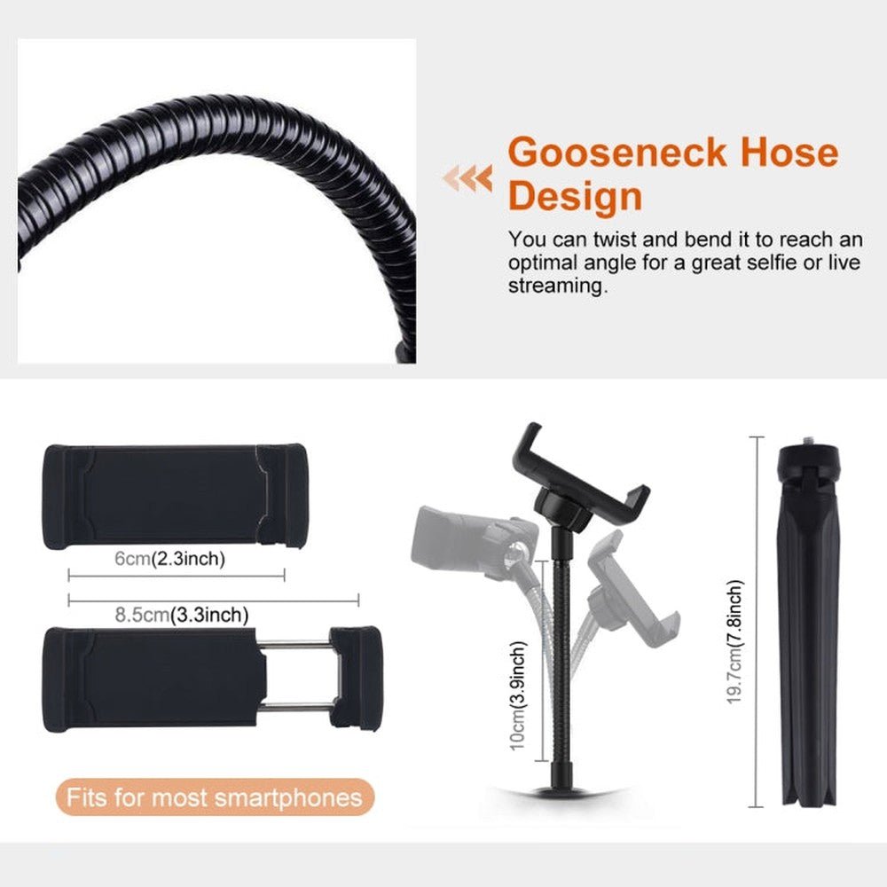 PULUZ 10.2 inch 26cm Marquee LED RGBWW Selfie Beauty Light + Desktop Tripod Mount 168 LED Dual - color Temperature Dimmable Ring Vlogging Photography Video Lights with Cold Shoe Tripod Ball Head & Remote Control & Phone Clamp, 10.2 inch RGBWW+Desktop Mount - laboratorydeal