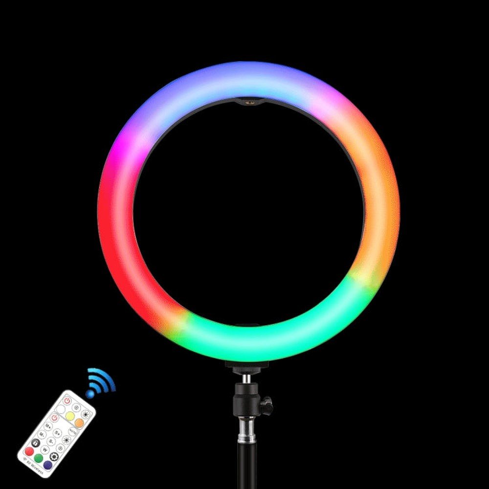 PULUZ 10.2 inch 26cm Marquee LED RGBWW Selfie Beauty Light + 1.1m Tripod Mount 168 LED Dual - color Temperature Dimmable Ring Vlogging Photography Video Lights with Cold Shoe Tripod Ball Head & Remote Control & Phone Clamp, 10 inch RGBWW + 1.1m Mount - laboratorydeal