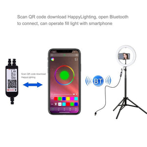 PULUZ 10.2 inch 26cm RGBW Light + 1.65m Tripod Mount Curved Surface USB RGBW Dimmable LED Ring Vlogging Video Light Live Broadcast Kits with Cold Shoe Tripod Ball Head & Phone Clamp & Remote Control, 10.2 inch RGBW+1.65m Tripod - laboratorydeal