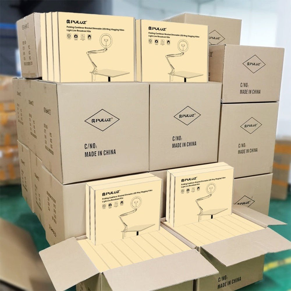 PULUZ 10.2 inch 26cm Ring Curved Light + Desktop Arm Stand USB 3 Modes Dimmable Dual Color Temperature LED Vlogging Selfie Photography Video Lights with Phone Clamp, 10.2 inch+Arm Stand - laboratorydeal