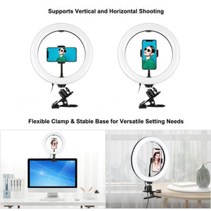 PULUZ 10.2 inch 26cm Ring Light + Monitor Clip USB 3 Modes Dimmable Dual Color Temperature LED Curved Diffuse Vlogging Selfie Beauty Photography Video Lights with Phone Clamp, 10.2 inch+Clip - laboratorydeal
